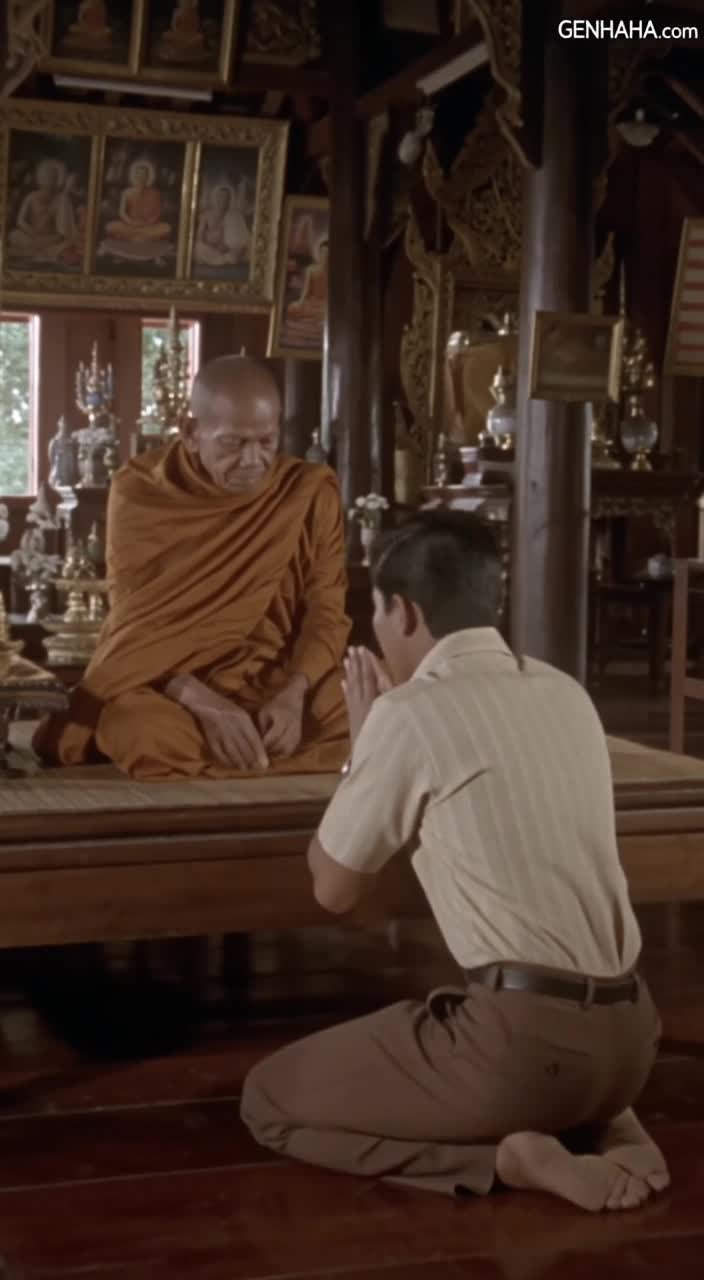 970s Thai retro cinema film style, shot on 35mm film, grainy texture,…
