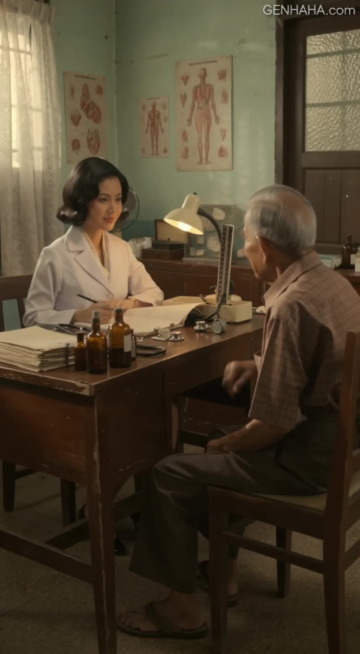 1970s Thai retro cinema film style, shot on 35mm film, grainy…