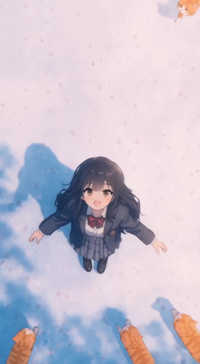 Single continuous shot from directly overhead, no cuts